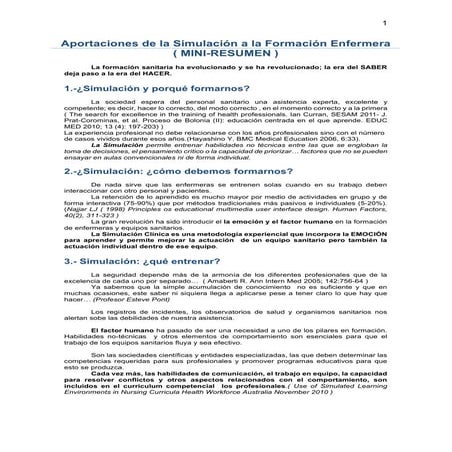 Resumen Aportacion de la simulacion al entrenamiento de enfermeras