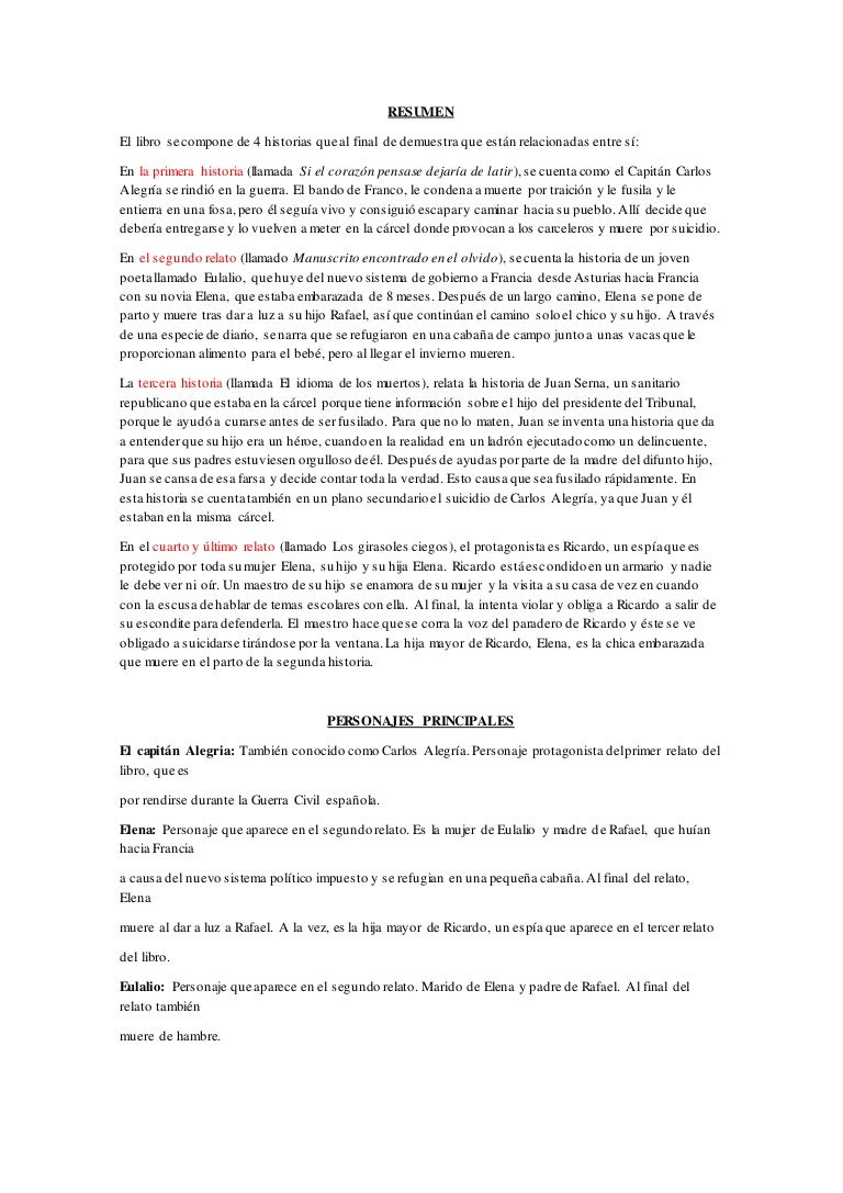Resumen De Los Girasoles Ciegos