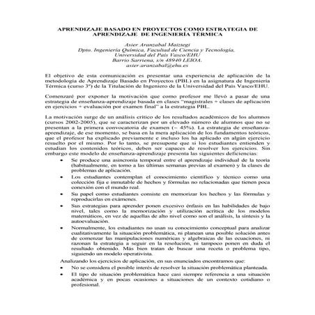 ABP como estrategia de aprendizaje en Ingeniería Térmica, por Asier Aranzabal