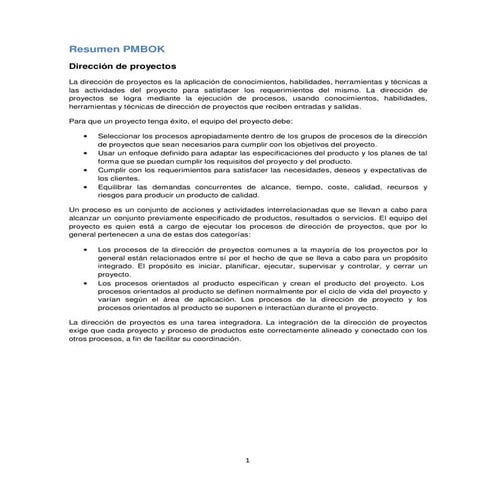 Resumen PMBOK - César Lorca Bacian