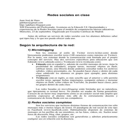 Resumen   Redes sociales en clase