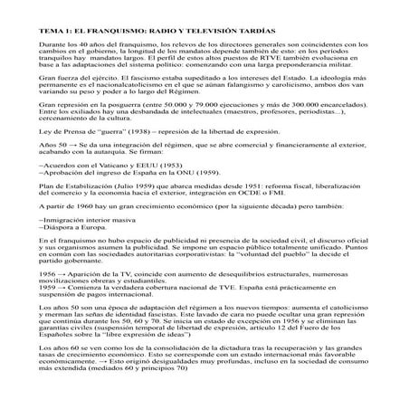 Resumen   tv y radio en el franquismo. 