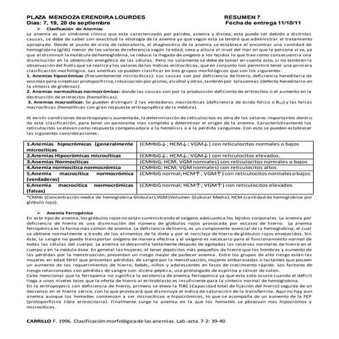 anemia II- 2020 resumen rami - Fisiopatología | PDF