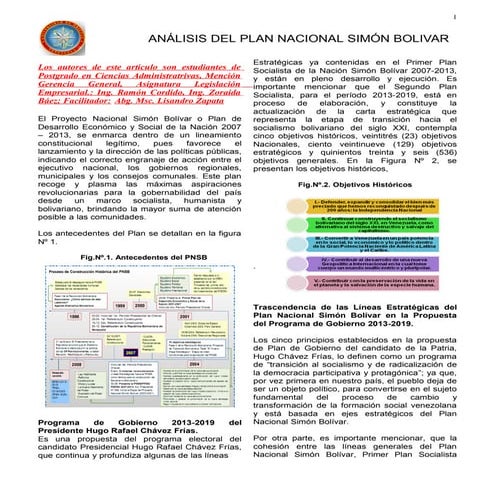 Resumen análisis plan nacional simón bolívar