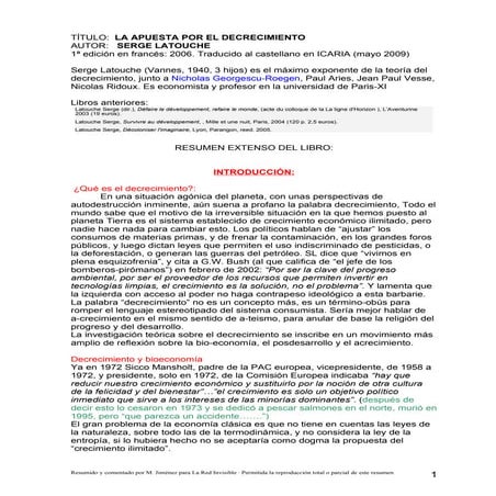 La apuesta por el Decrecimiento. Resumen del libro de Latouche