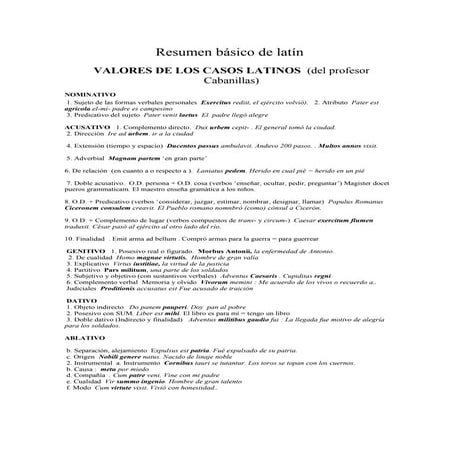Resumen básico de latín
