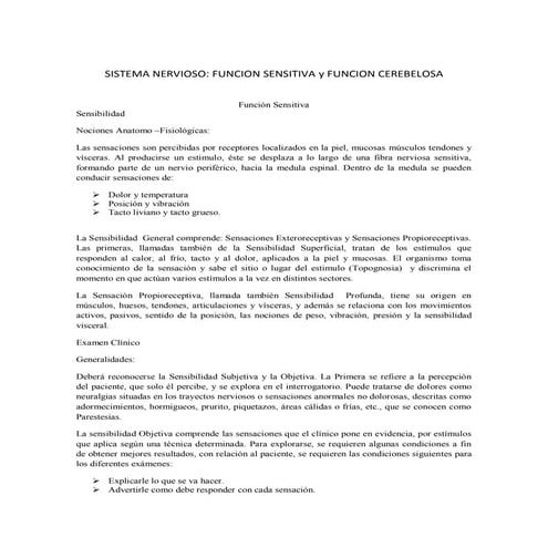 Función Sensitiva y Cerebelosa