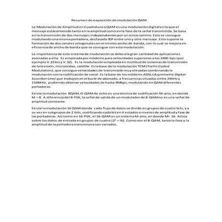 Resumen de exposición de modulación qam