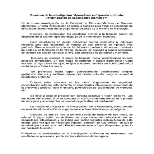 Aprendizaje en hipnosis profunda