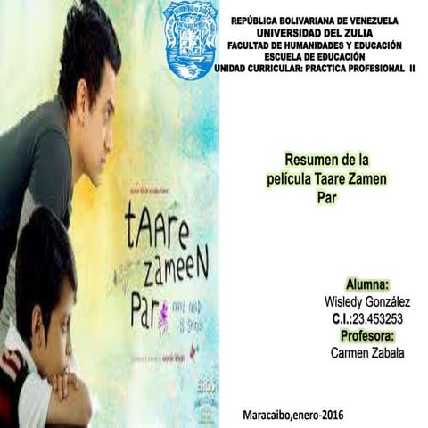 Resumen de la pelicula taare zamen par