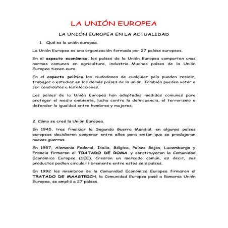 Resumen de la union europea
