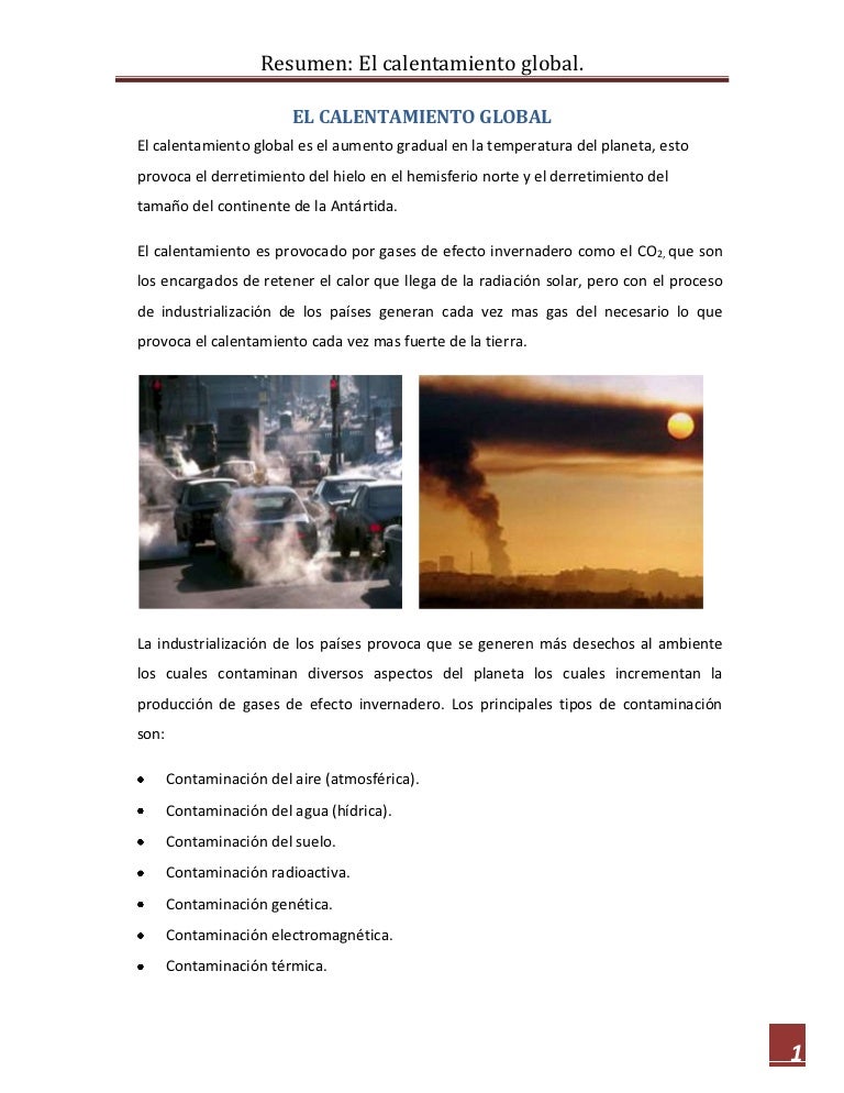 Resumen del calentamiento global