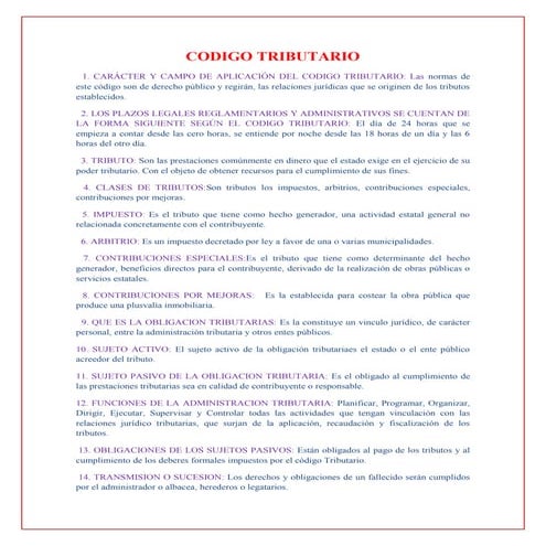 Resumen del codigo tributario