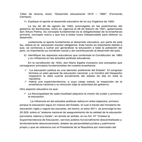 Resumen desarrollo educacional 1810   1960