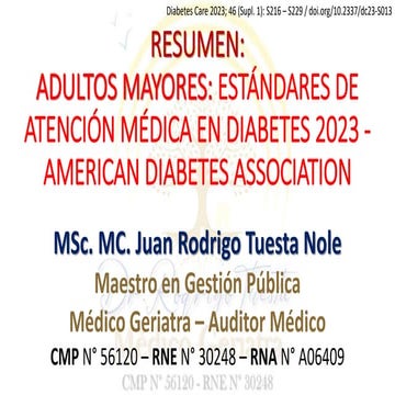 RESUMEN: DM en el Adulto mayor - ADA 2023