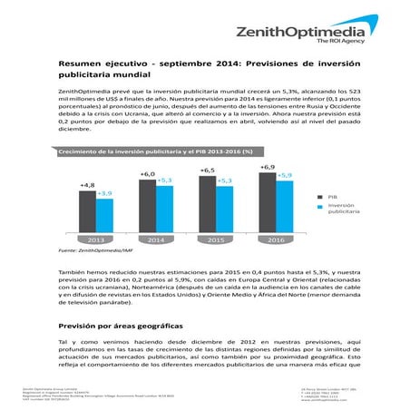Resumen ejecutivo previsión inversión publicitaria septiembre 2014 zenith opt...