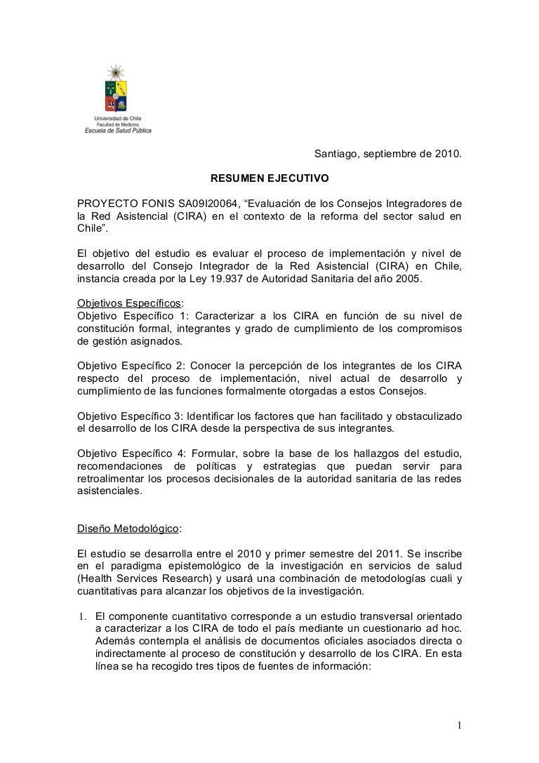Resumen Ejecutivo Proyecto Evaluacion Cira