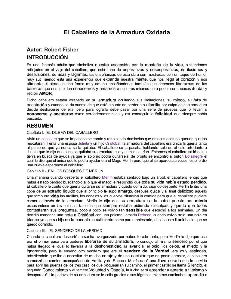 Resumen El Caballero De La Armadura Oxidada