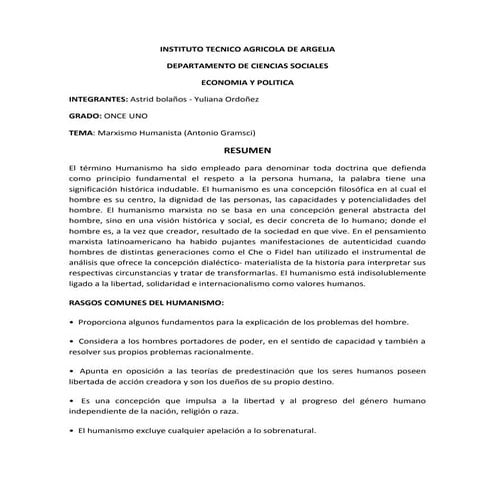 Resumen exposicion marxismo humanista 1101