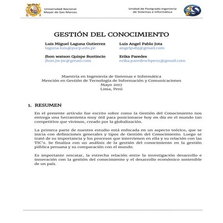 Resumen gestion del conocimiento 2.0