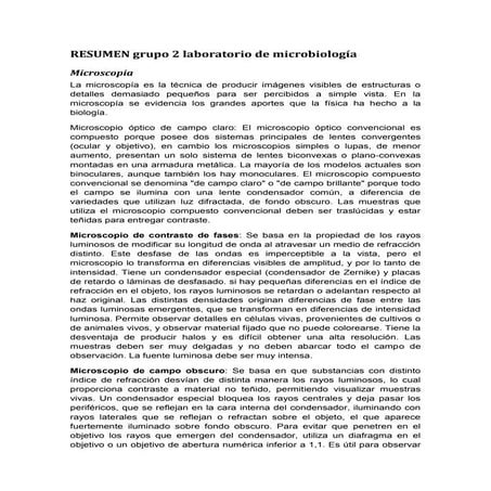 Resumen Grupo 2 Laboratorio De MicrobiologíA