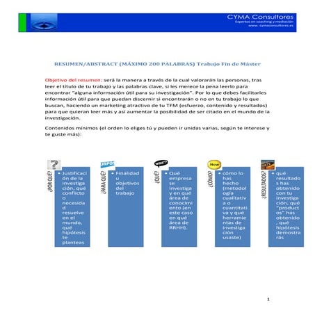 Contenidos mínimos Trabajo Fin de Máster
