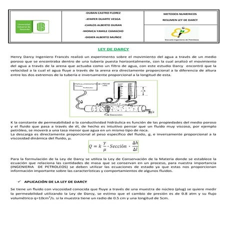 Resumen ley de darcy