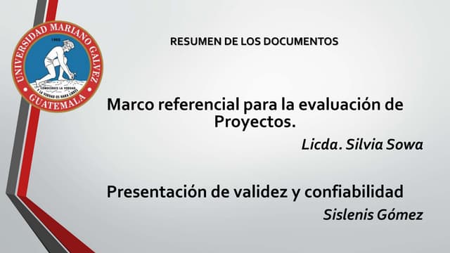 Resumen marco referencial para la evaluación de proyectos.  presentación de v...