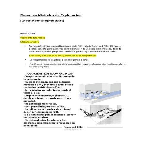 Resumen métodos de explotación varios