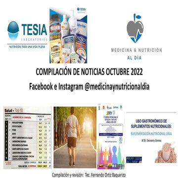 NOTICIAS MEDICINA Y NUTRICIÓN OCTUBRE 2022