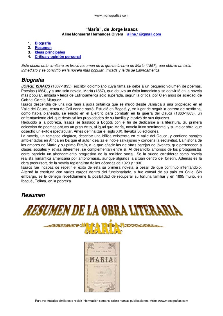 Resumen Obra Maria