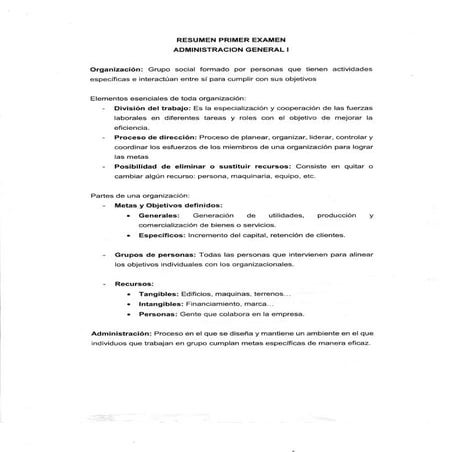 Administración general I resumen