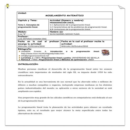 Resumen programacion lineal