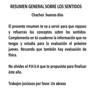 Resumen sobre los sentidos