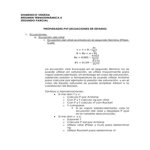 Termodinamica 2: Ecuaciones de Estado