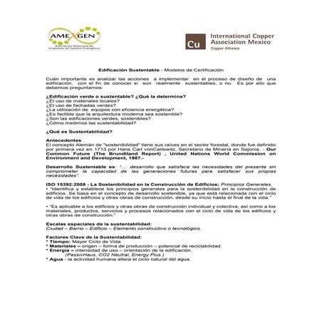 Resumen  ejecutivo: Edificación sustentable - Modelos de certificación, (ICA-...