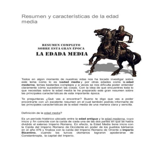 Resumen y características de la edad media