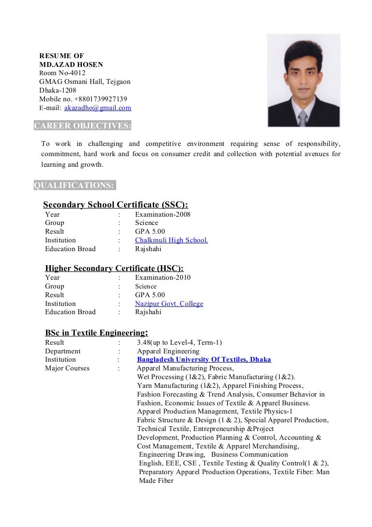 Resume Of Azad - resume of azad -