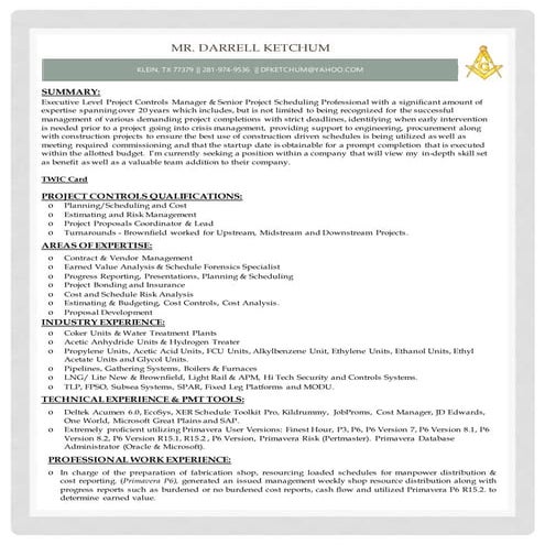 Darrell Ketchum Project Controls