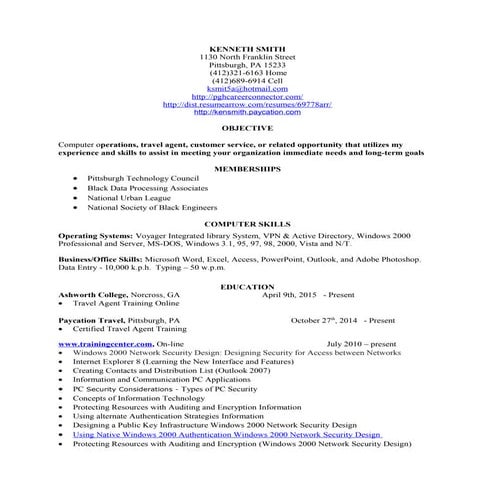 Resume of ken smith black data procsssing associates 1 14 2015