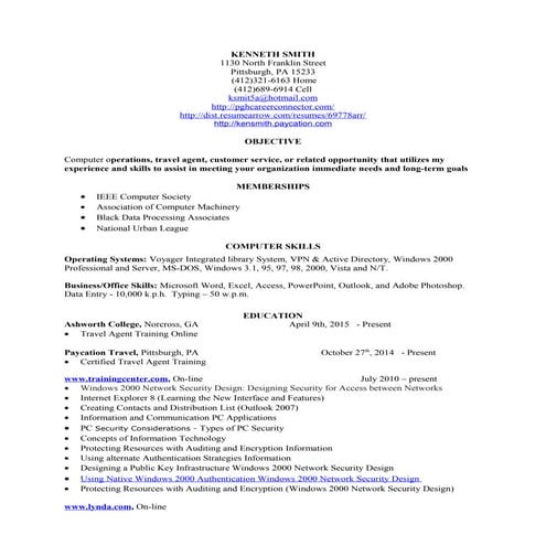Resume of ken smith black data procsssing associates  8 9 2015