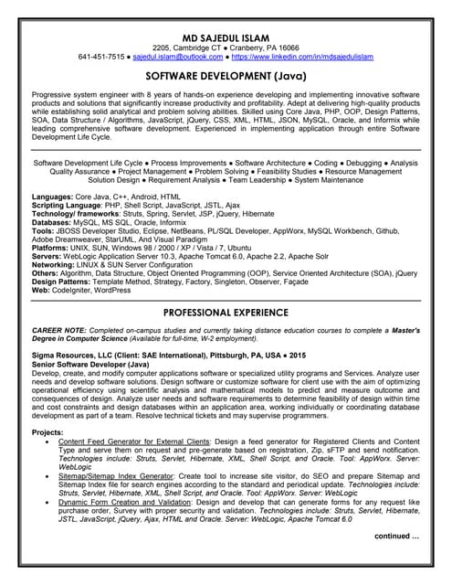 Resume of Md Sajedul Islam