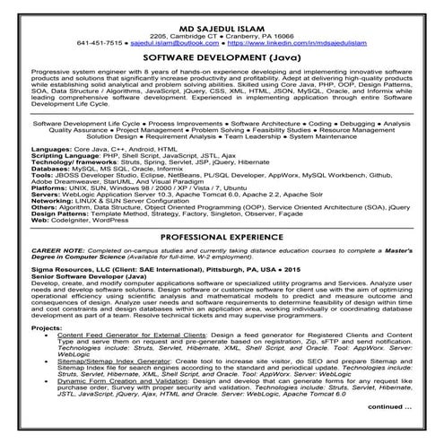 Resume of Md Sajedul Islam