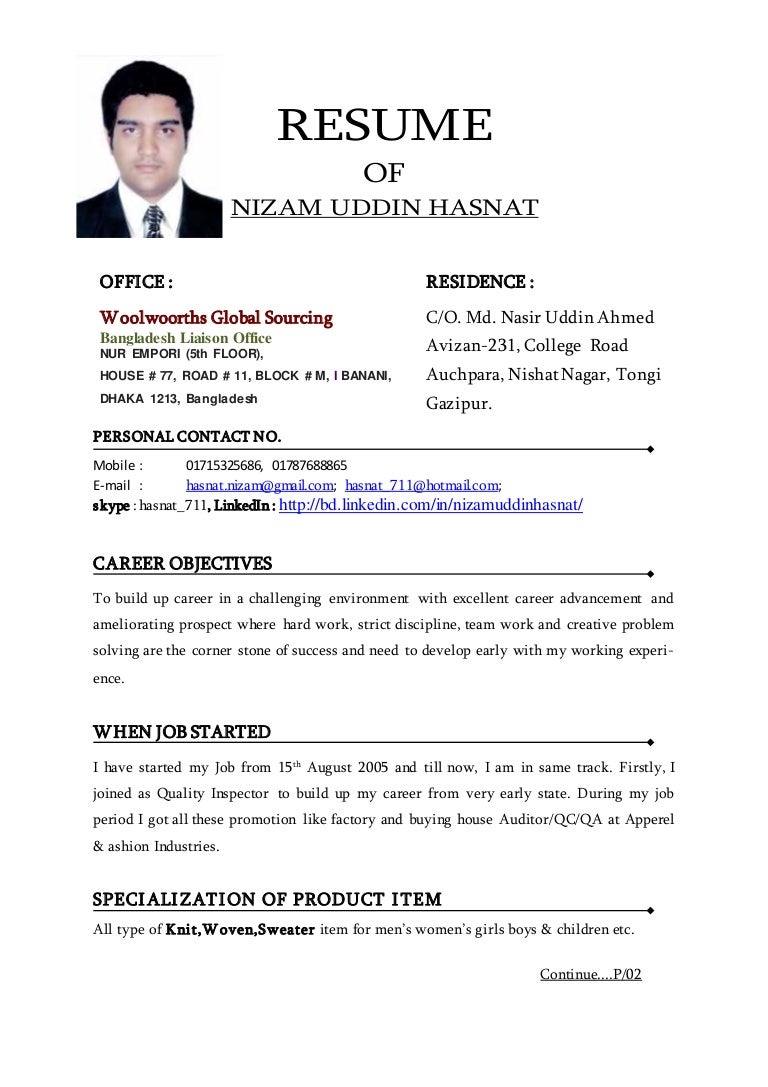 resume of