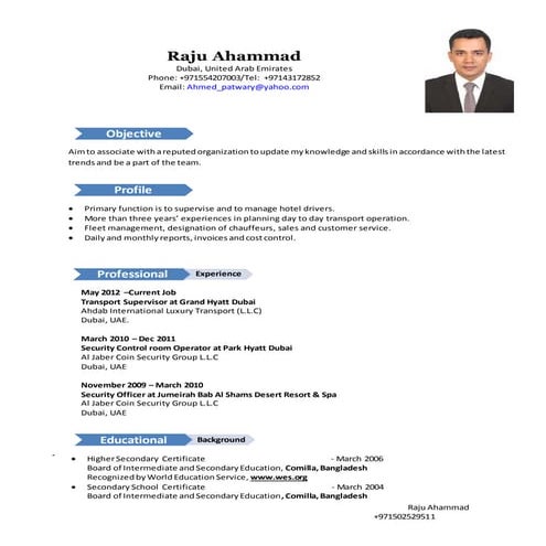 Resume of Raju Ahmed | DOCX