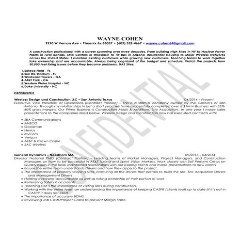 Resume ofwaynecohen vp-cellular_03.07.2016