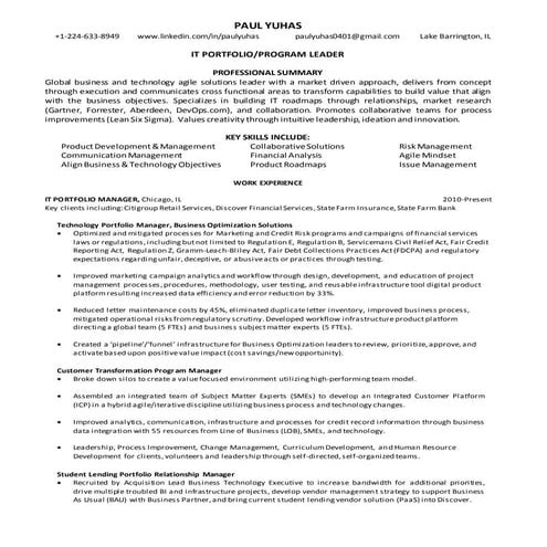 Resume   paul j yuhas  20171026   it portfolio program leader