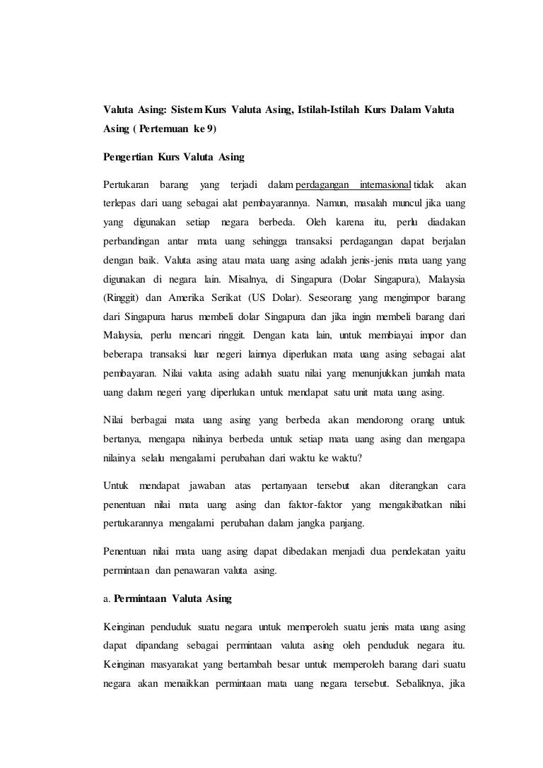 Pertanyaan Tentang Pengaruh Perubahan Nilai Tukar Valuta