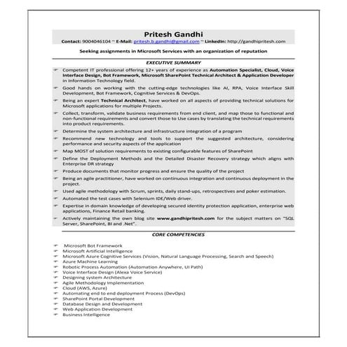 Resume Pritesh Gandhi