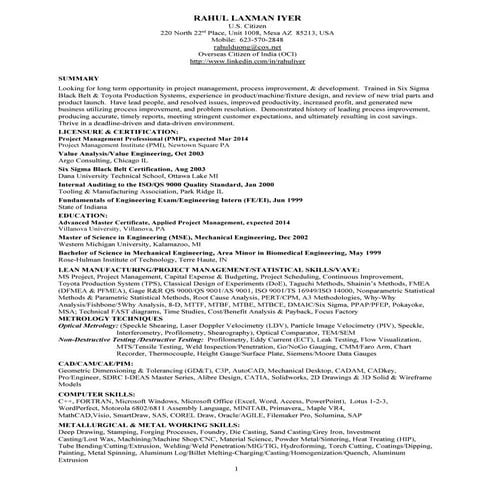 Resume rahul iyer jan 2014 international